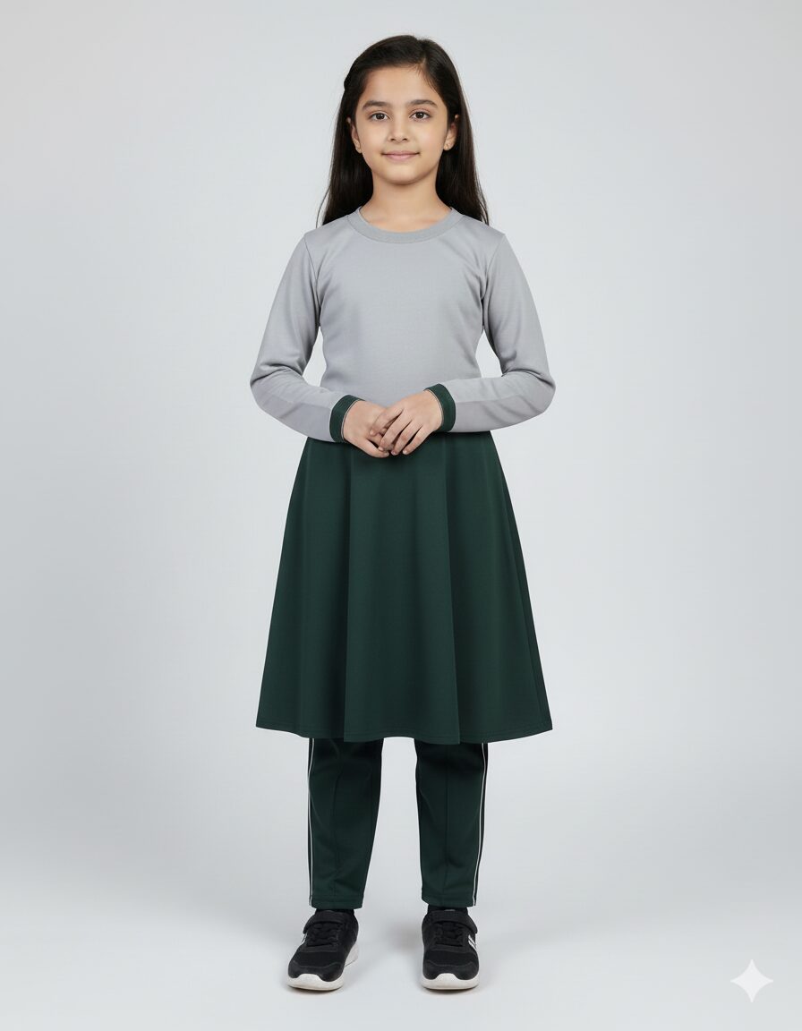 Grey Green Girl Sports Uniform Set