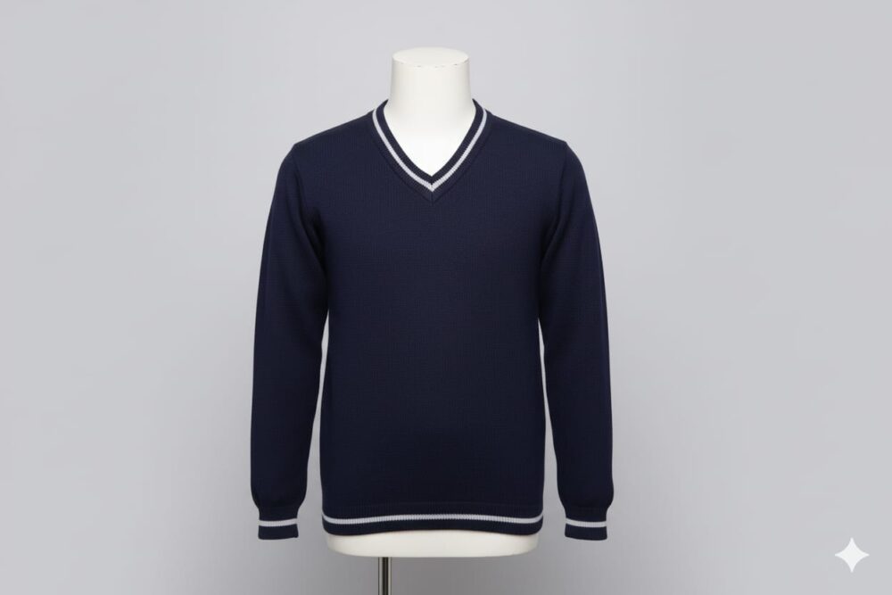 Classic Navy Blue V-Neck Sweater