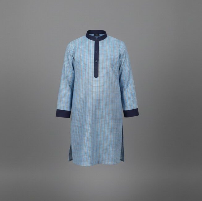 Blue Checkered  kurta